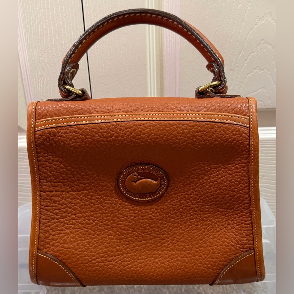 Vintage Dooney & Bourke Carpet Bag Small R47 Brown and Tan Purse Satchel Tote - Picture 7 of 7